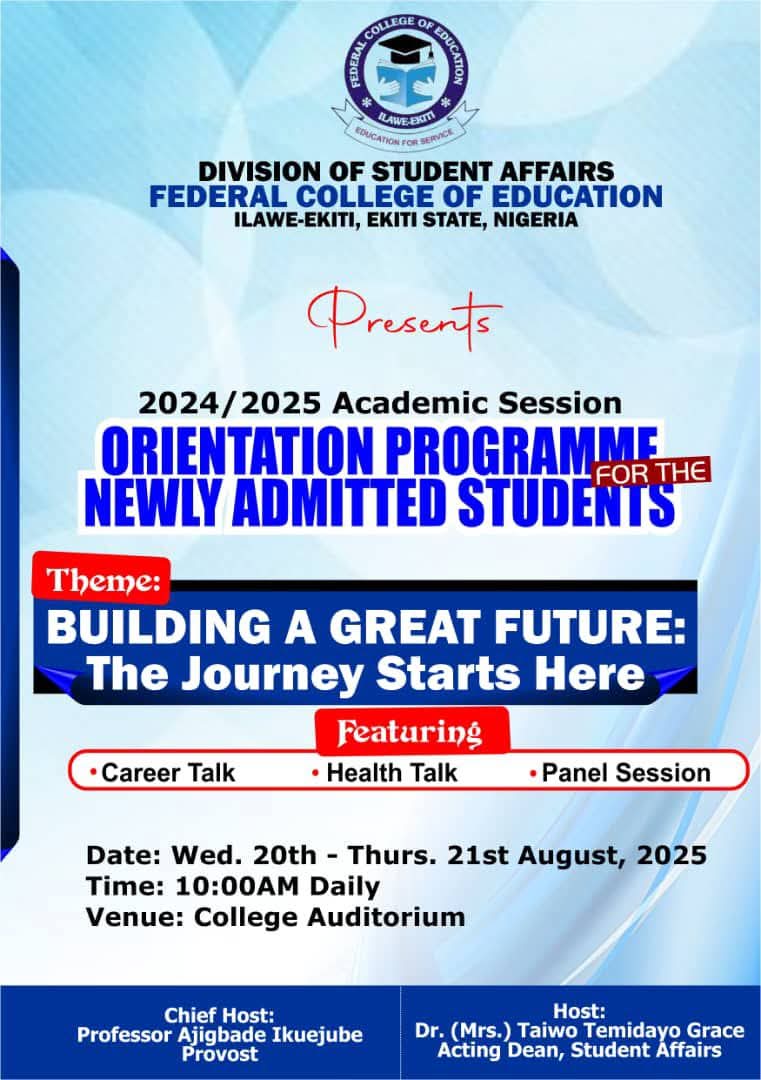 FCE, Ilawe-Ekiti Holds Day Two Finale of Students’ Orientation Programme