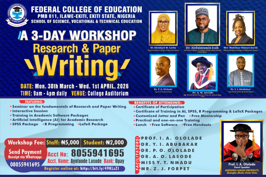 3-Day Research and Paper Writing Workshop Kicks Off Successfully at FCE, Ilawe-Ekiti