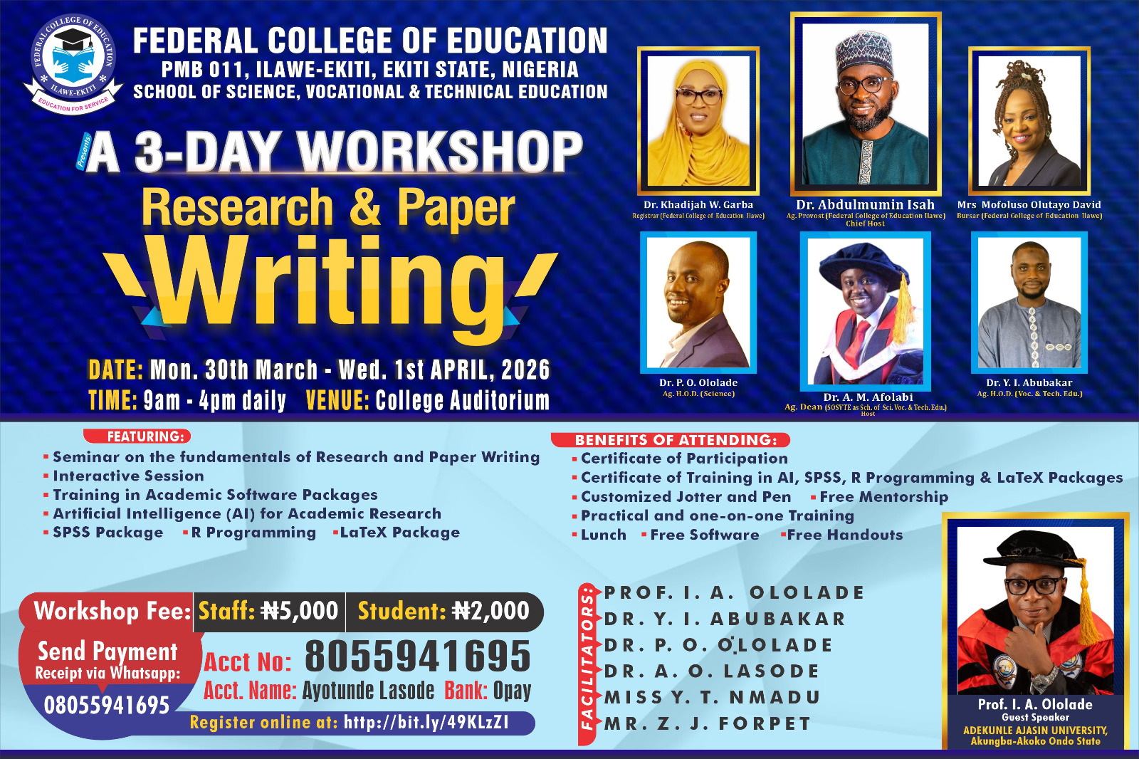 3-Day Research and Paper Writing Workshop Kicks Off Successfully at FCE, Ilawe-Ekiti