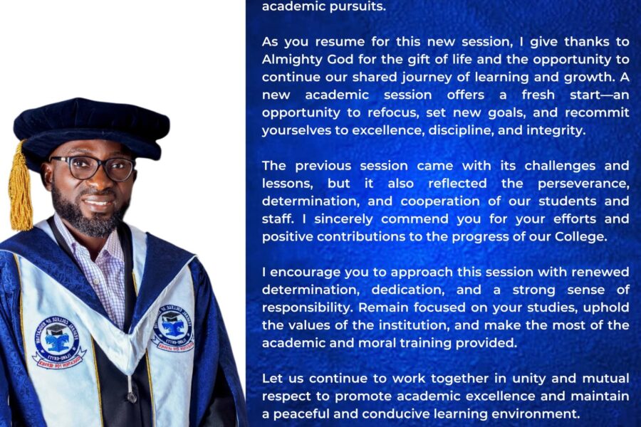 Resumption Message from the Ag. Provost and College Librarian