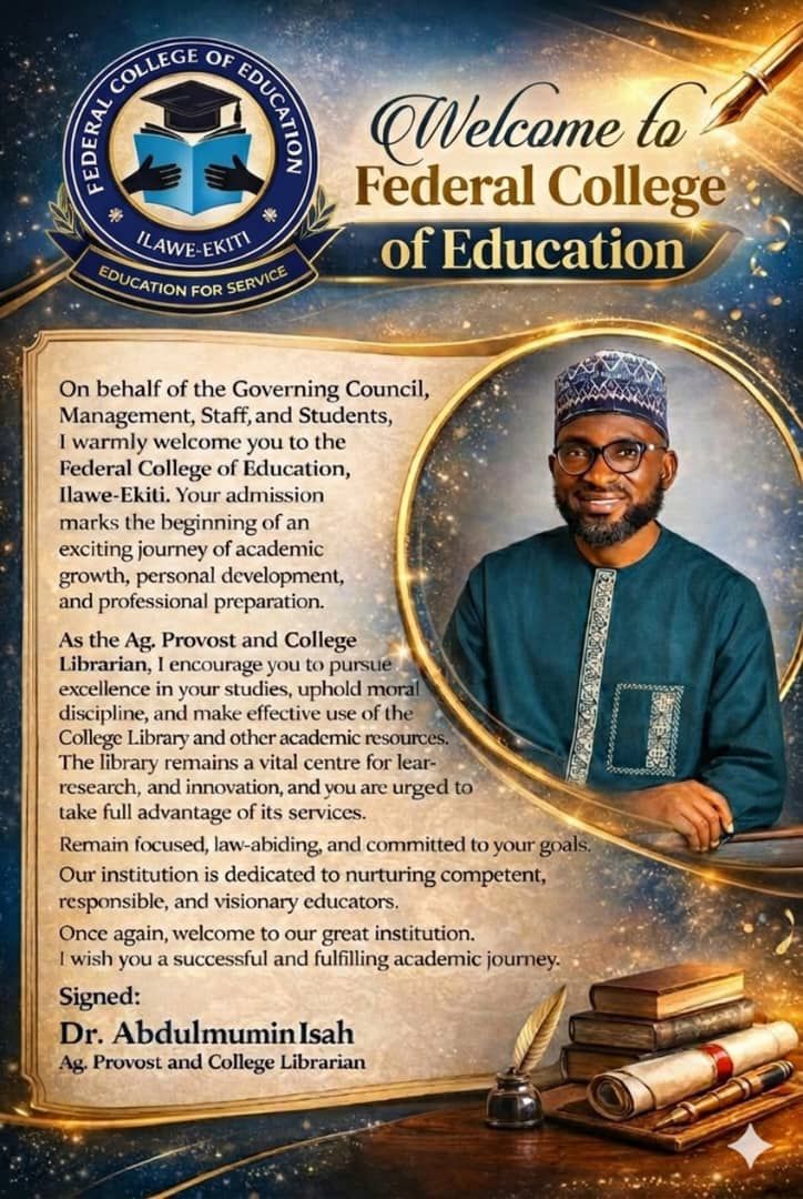 Ag. Provost and College Librarian, welcomes 2025/2026 Fresh Students to Federal College of Education, Ilawe-Ekiti