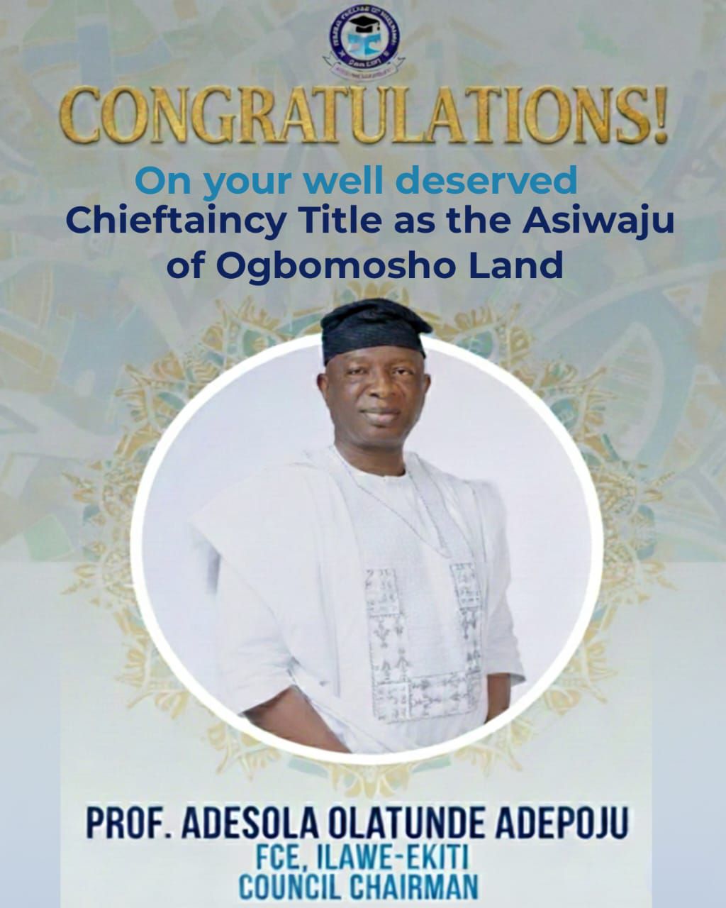 FELICITATION MESSAGE