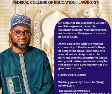 BARKA DA SALLAH to all FCE, MUSLIM COMMUNITY!
