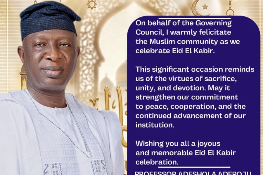 HAPPY EID EL KABIR message from the FCE, ILAWE-EKITI GOVERNING COUNCIL CHAIRMAN AND ASIWAJU OF OGBOMOSHO LAND!