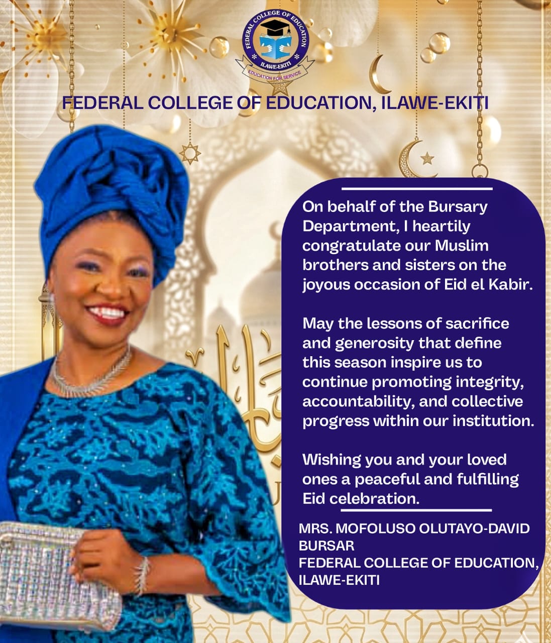 HAPPY EID EL KABIR – BURSAR