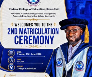 FCE, Ilawe-Ekiti welcomes you to 2nd Matriculation Ceremony
